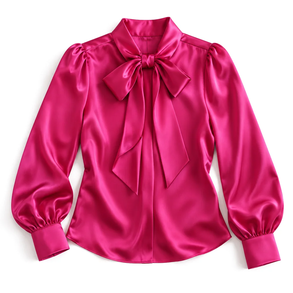 Blusa de satén con moño