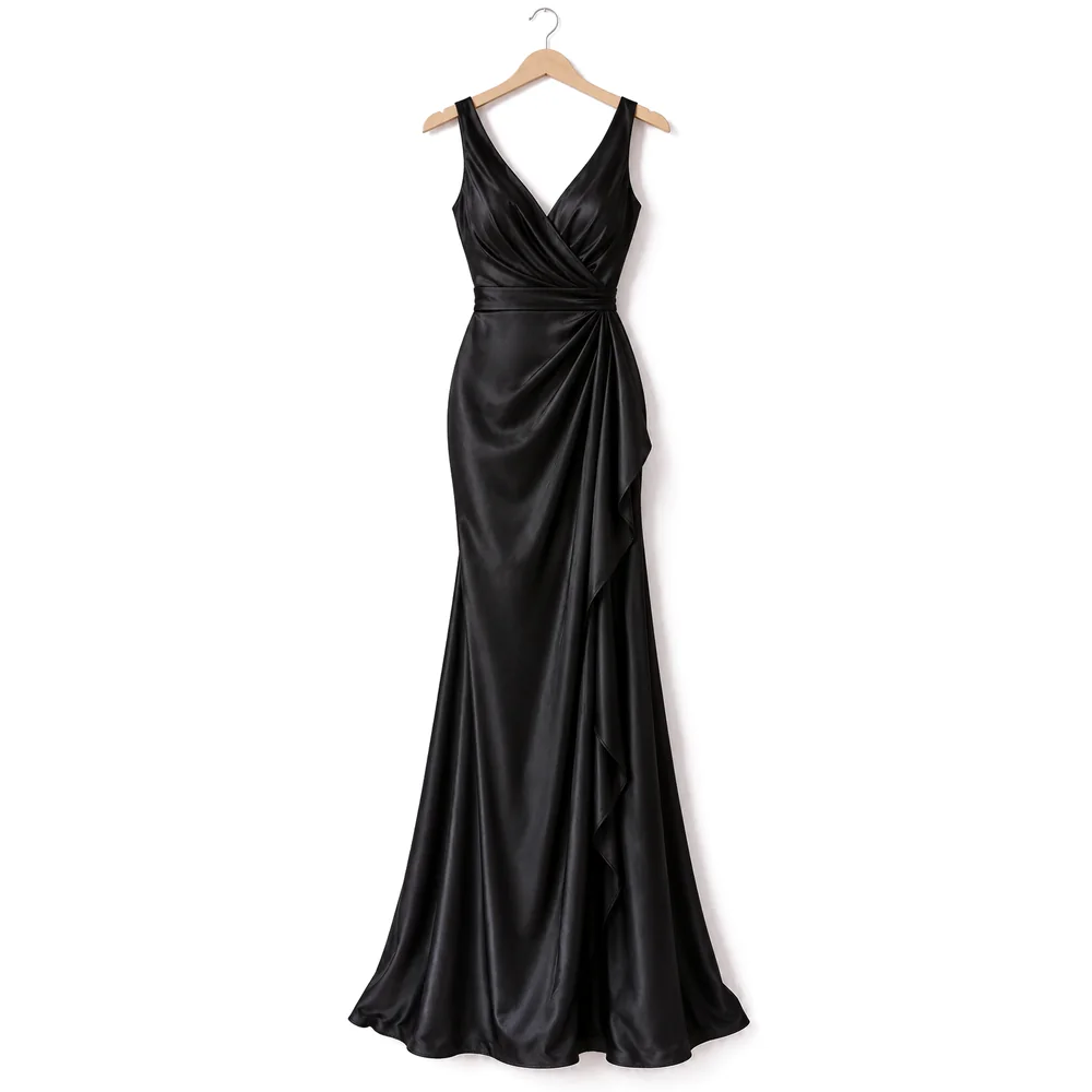 Vestido largo de satén cruzado
